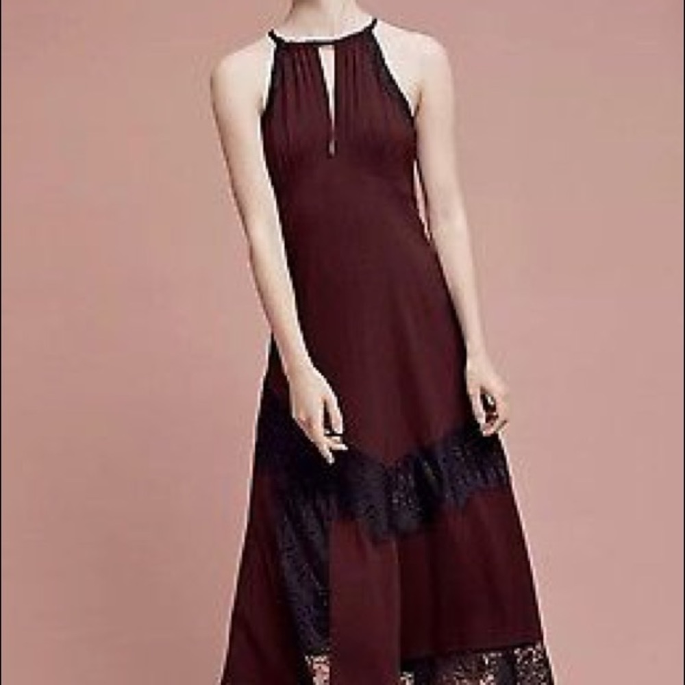 Anthropologie silk halter dress